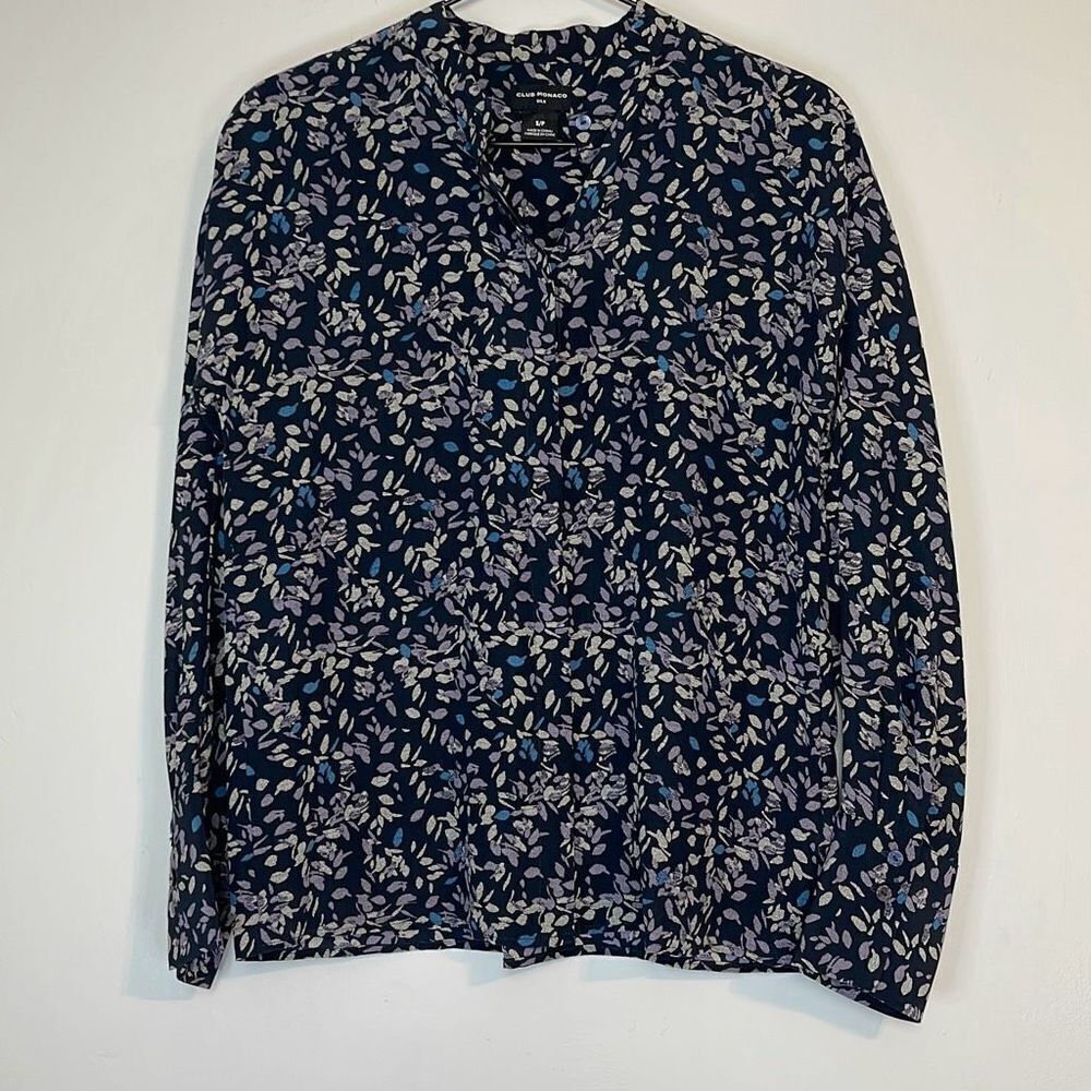 Club Monaco Silk Floral Button Down Top S